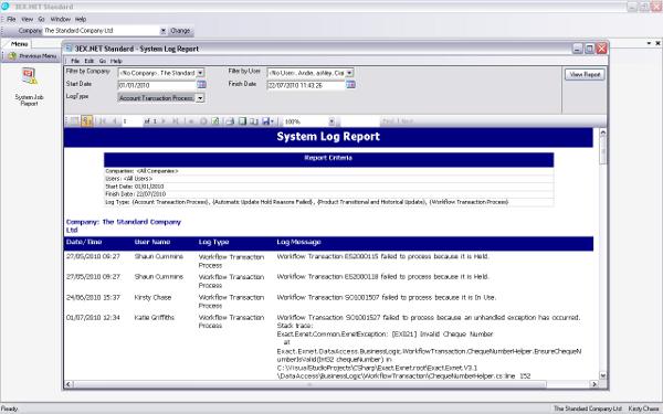 System Log Report System Log Report